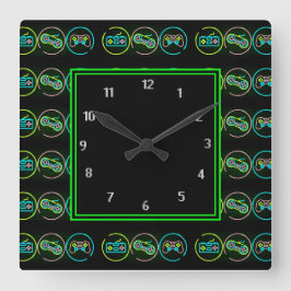 Reloj Cuadrado Jugador negro y neón