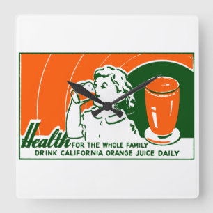 Reloj Cuadrado Jugo Naranja de bebida 1925