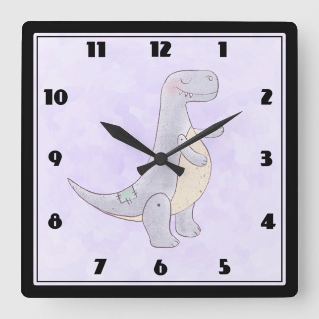 Reloj Cuadrado Juguete de Dinosaurio Tírannosauro Gris (Anverso)