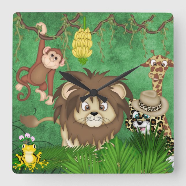 Reloj Cuadrado Jungle Safari Wall Clock (Anverso)