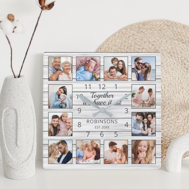 Reloj Cuadrado Juntos Tenemos Todo Cita Foto Familiar En Blanco (Subido por el creador)