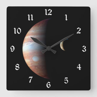 Reloj Cuadrado Júpiter 5º planeta con sistema solar de Cassini