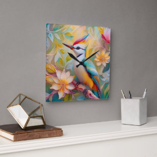 Reloj Cuadrado Juvenil Rainbow Woodpecefer Fantasy Bird