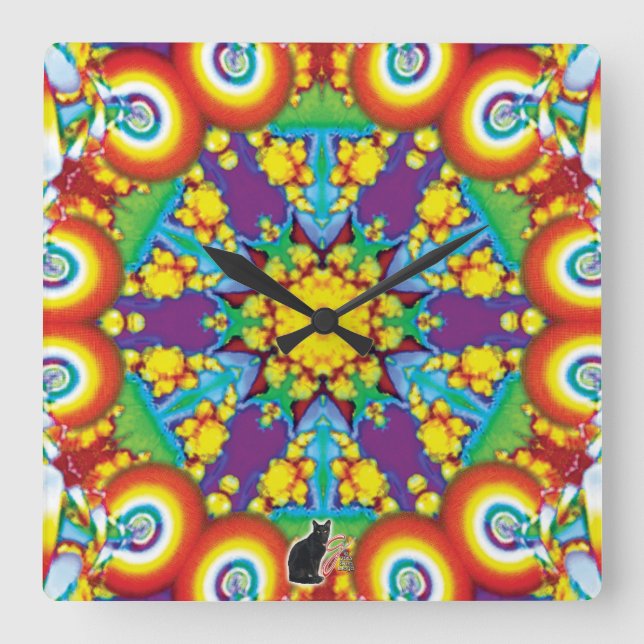 Reloj Cuadrado Kaleidoscopio filético (Anverso)