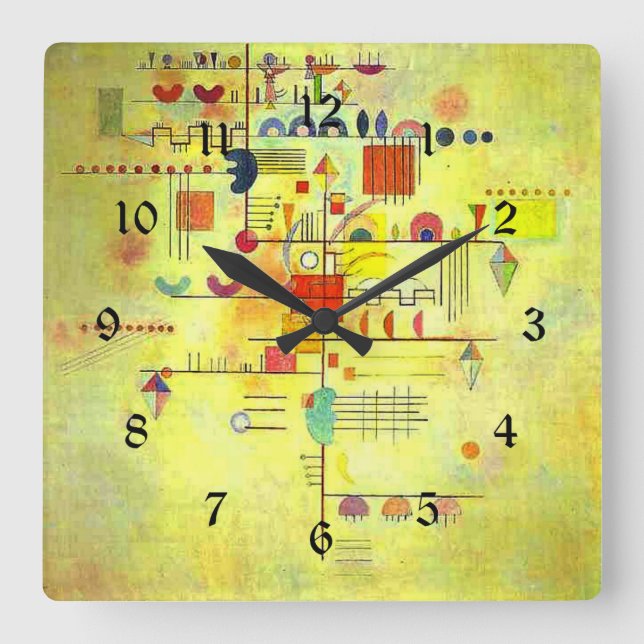 Reloj Cuadrado Kandinsky - Ascenso suave, arte abstracto (Anverso)