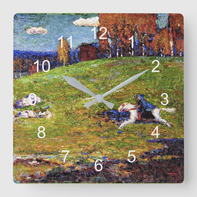 Reloj Cuadrado Kandinsky - Blue Rider, pintura paisajística (Anverso)