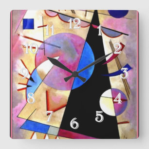 Reloj Cuadrado Kandinsky - Cubismo abstracto con rosas y azules