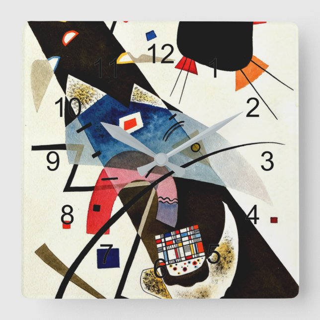 Reloj Cuadrado Kandinsky - Dos puntos negros, colorido arte abstr (Anverso)