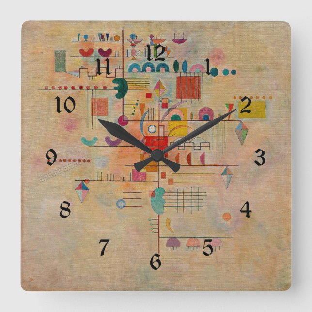 Reloj Cuadrado Kandinsky - Graceful Ascent, arte abstracto famoso (Anverso)