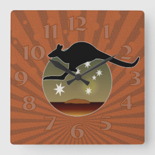 Reloj Cuadrado Kangaroo Aussie Icon Wall Clock