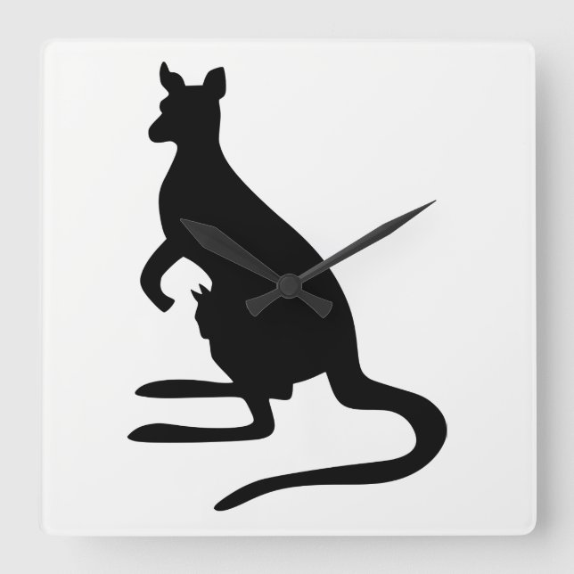 Reloj Cuadrado Kangaroo Silhouette (Anverso)