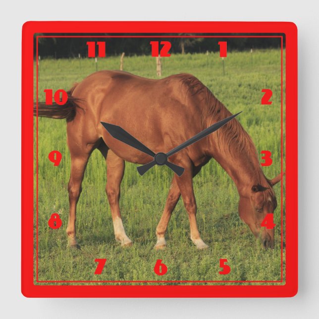 Reloj Cuadrado Kansas Red Horse (Anverso)