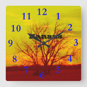 Reloj Cuadrado KANSAS Sunset Silhouette