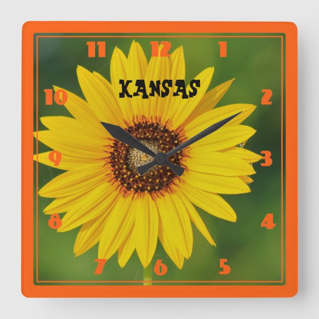 Reloj Cuadrado Kansas Wild Sunflower (Anverso)
