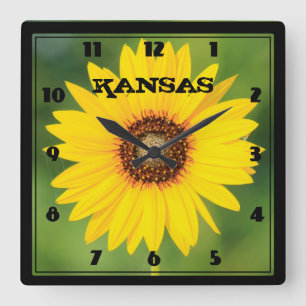 Reloj Cuadrado Kansas Wild Sunflower Closeup Square Clock