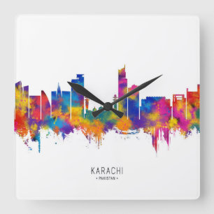 Reloj Cuadrado Karachi Skyline Pakistan