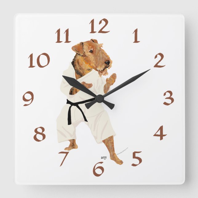 Reloj Cuadrado Karate Terrier (Anverso)