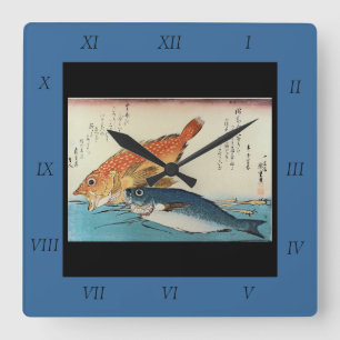 Reloj Cuadrado Kasogo & Himedai - Pescado japonés de Hiroshige