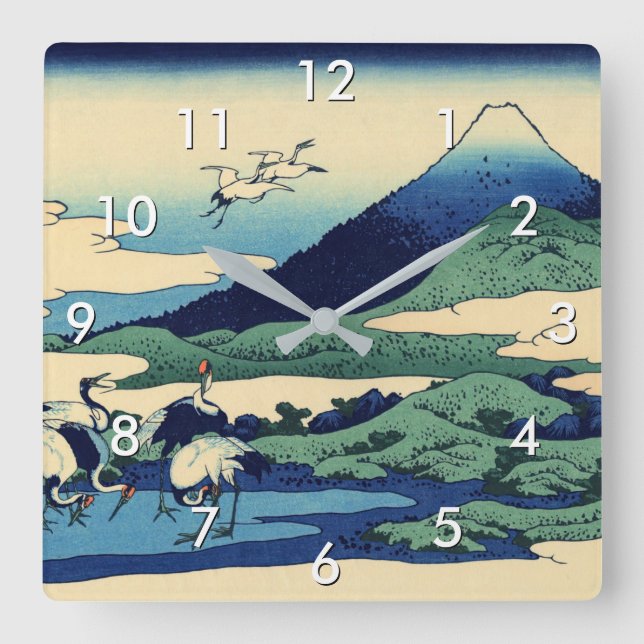 Reloj Cuadrado Katsushika Hokusai - Umegawa en la provincia de Sa (Anverso)