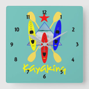Reloj Cuadrado Kayak Deportes Acuáticos Tema Gráfico