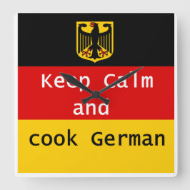 Reloj Cuadrado Keep Calm and Cook German Clock