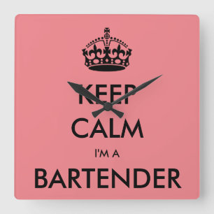 RELOJ CUADRADO KEEP CALM I'M A BARTENDER