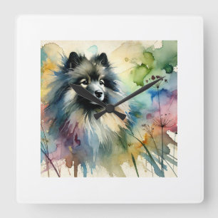 Reloj Cuadrado Keeshond in Watercolor 150624AREF123 - Watercolor