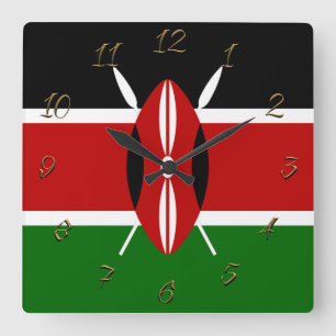Reloj Cuadrado Kenya flag  