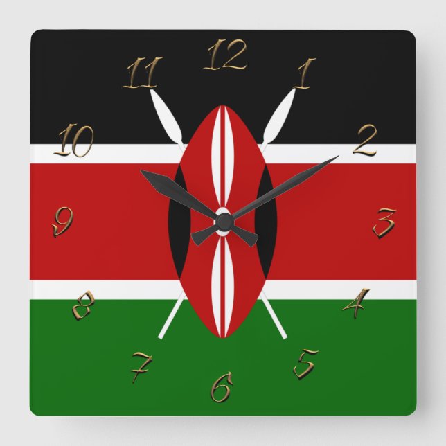Reloj Cuadrado Kenya flag   (Anverso)