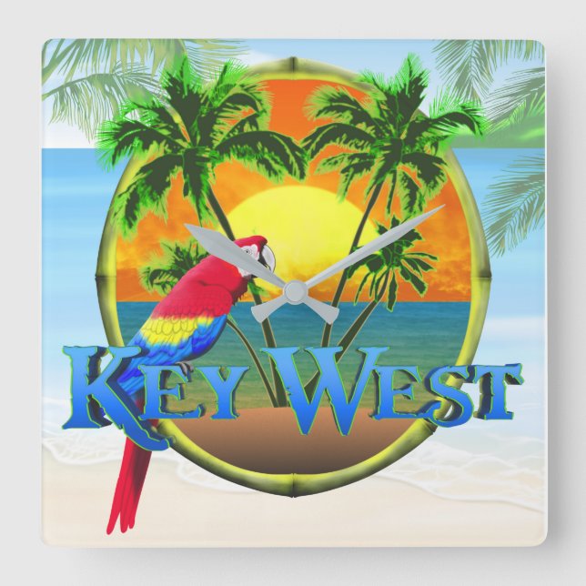 Reloj Cuadrado Key West Florida Sunset (Anverso)