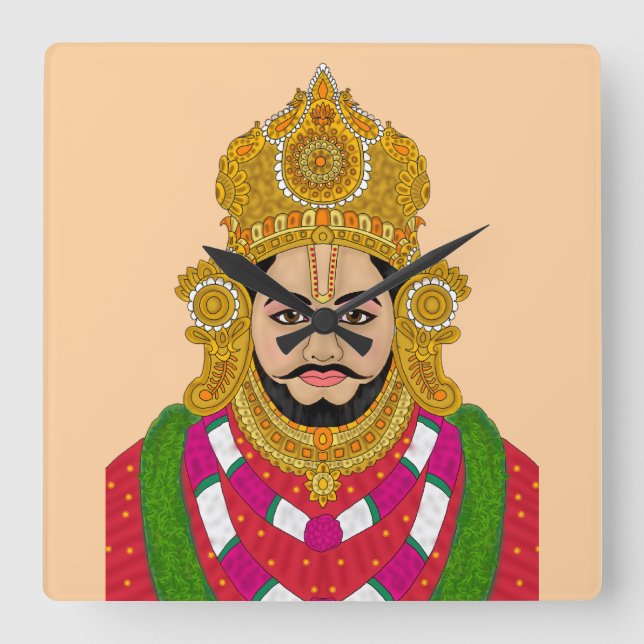 Reloj Cuadrado Khatu Shyam Ji Wall Clock (Anverso)