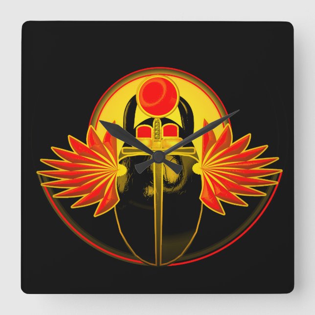 Reloj Cuadrado Kherpi Dios del Sol Naciente, escarabajo escarabaj (Anverso)