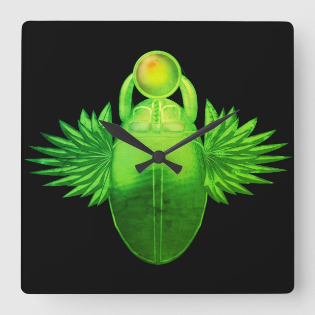 Reloj Cuadrado Kherpi God of the Rising Sun,scarab beetle. (Anverso)