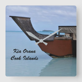 Reloj Cuadrado Kia Orana Polynesian Beach y Vaka Boat