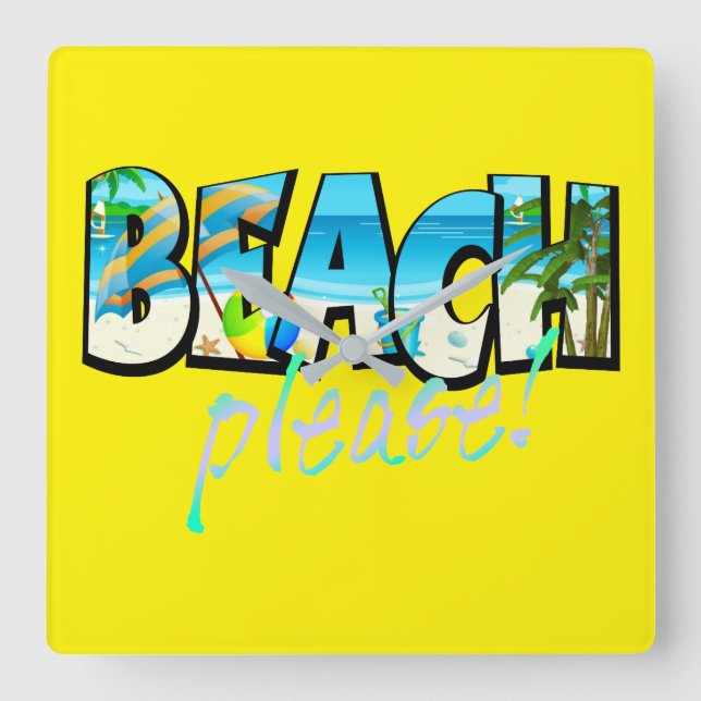 Reloj Cuadrado Kids Beach Please! (Anverso)
