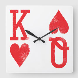 Reloj Cuadrado King and Queen of Hearts Playing Cards Game Room
