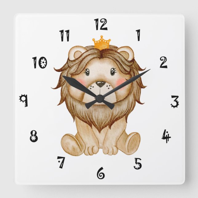 Reloj Cuadrado King Lion Face Wall Clock (Anverso)