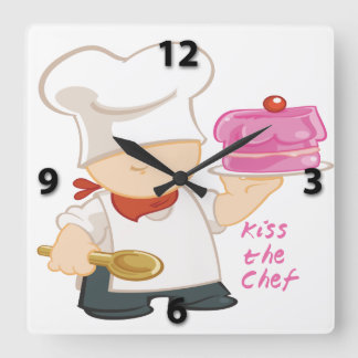 Reloj Cuadrado Kiss the Chef Square Wall Clock
