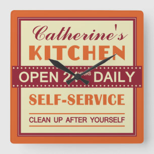 Reloj Cuadrado Kitchen – custom name – wall clock