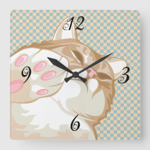 Reloj Cuadrado Kitty Cat Wall Clock