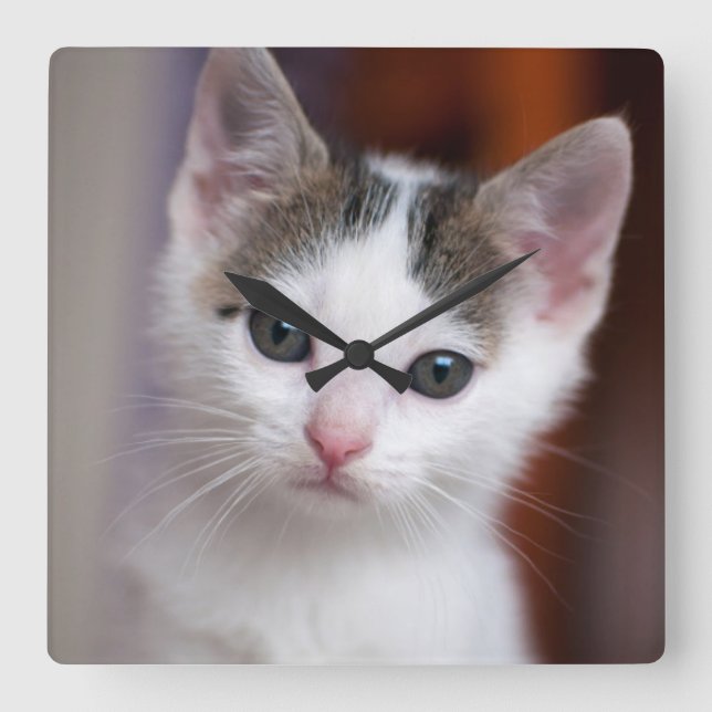 Reloj Cuadrado Kitty con manchas blancas (Anverso)