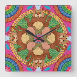 Reloj Cuadrado Kitty Karma Clock