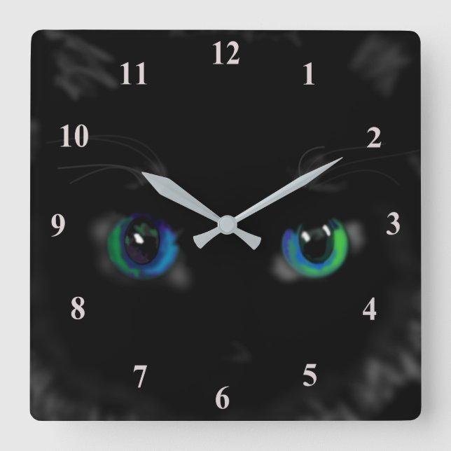 Reloj Cuadrado Kitty negro (Anverso)