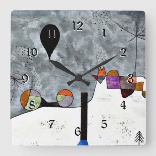 Reloj Cuadrado Klee - Invierno, pintura popular