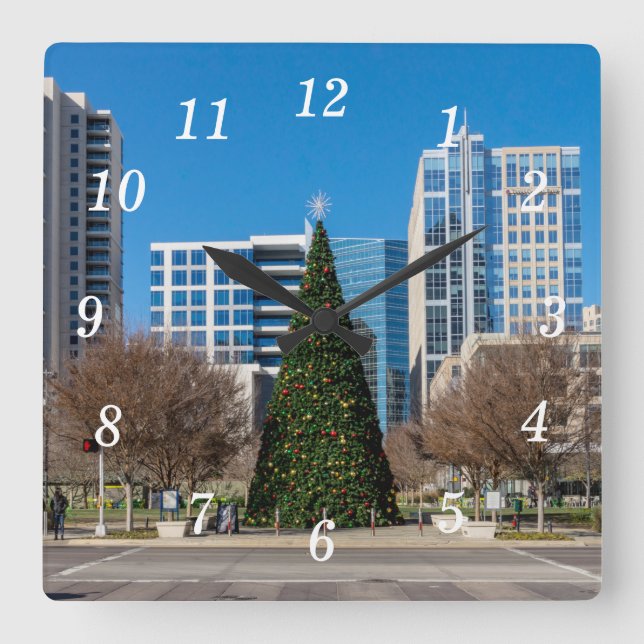 Reloj Cuadrado Klyde Warren Navidades Dallas Wall Clock (Anverso)