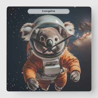Reloj Cuadrado Koala Astronauta Espacio Surrealista Animal Person