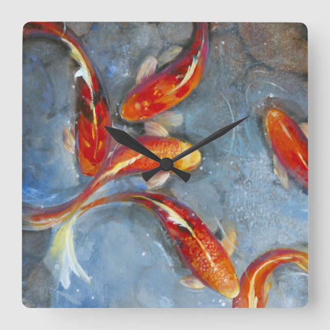 Reloj Cuadrado Koi agraciado II (Anverso)