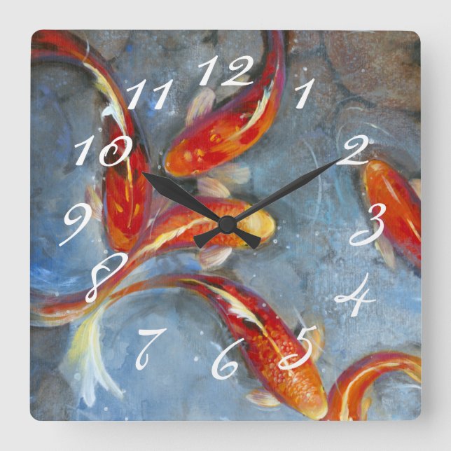 Reloj Cuadrado Koi agraciado II (Anverso)