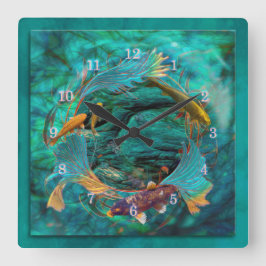 Reloj Cuadrado Koi Fish SWIMMING EN PAZ