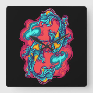 Reloj Cuadrado Koi Fish Yin Yang